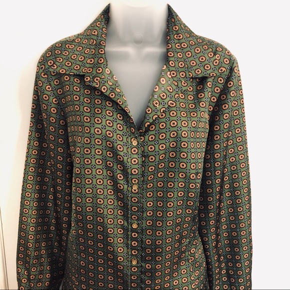 Retro Print Button Down Top - Picture 1 of 5